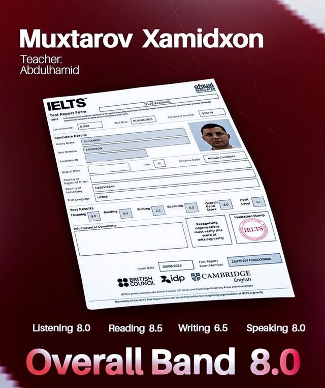 Muxtarov Xamidxon sertifikati